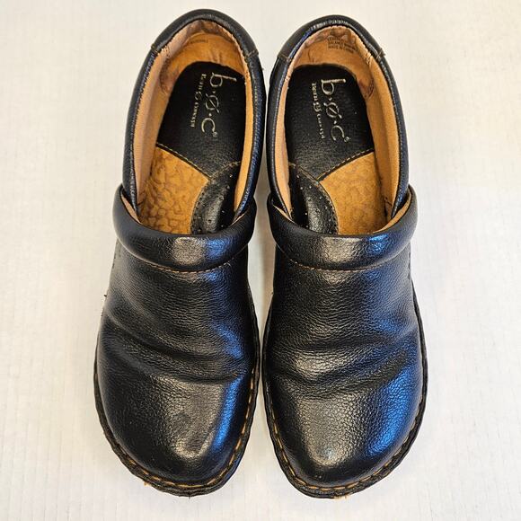 Women's Black Textured Leather B.O.C. Peggy Slip On Platform Clogs Size 8/39 - Picture 3 of 14